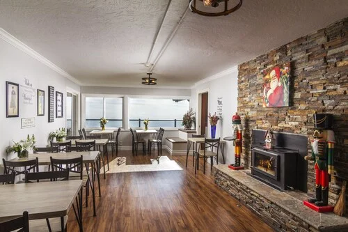 the sky view inn lobby breakfast table setup