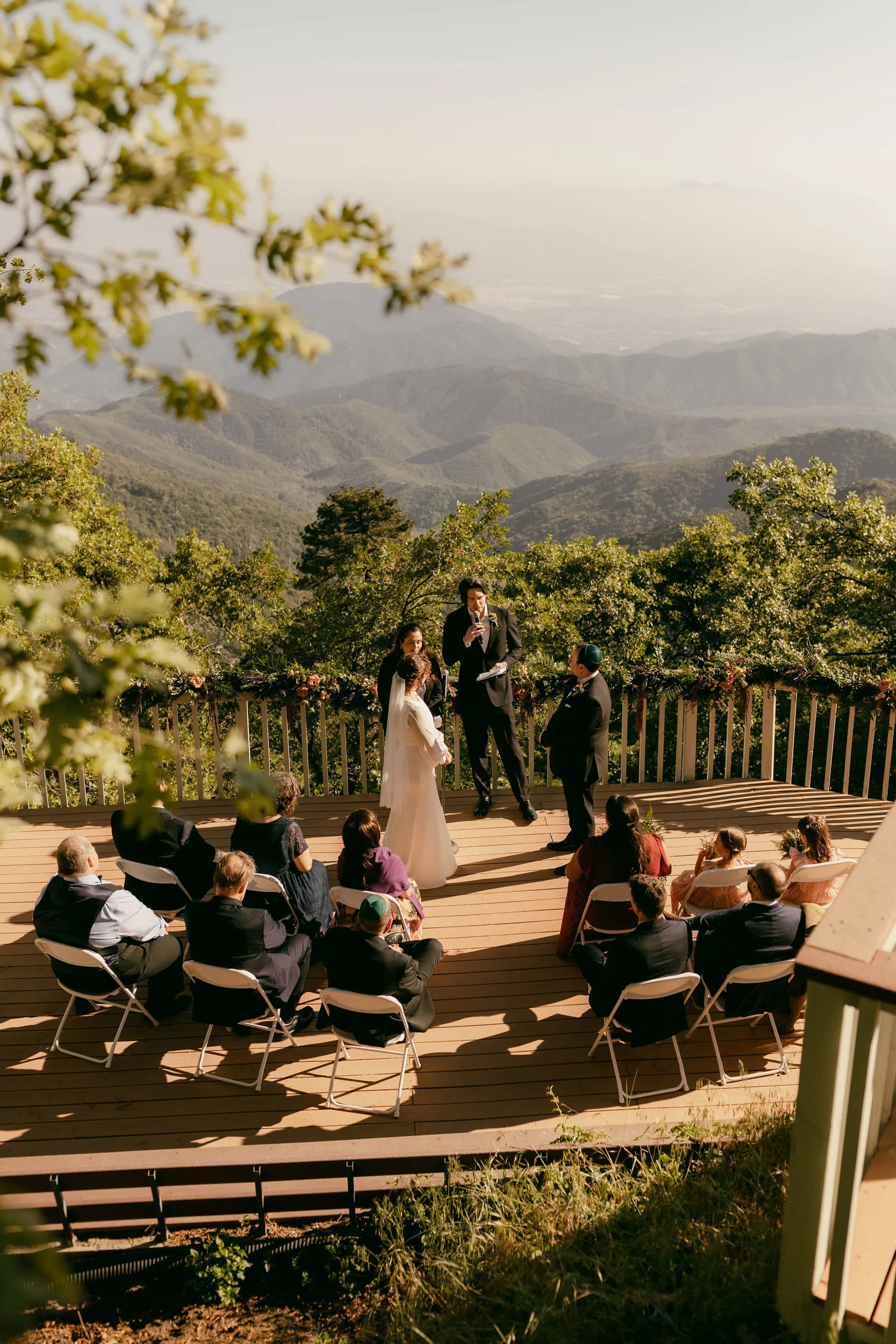 the sky view inn mountain wedding lower patio ceremony